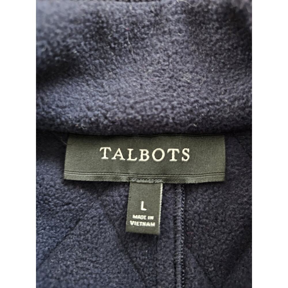 TALBOTS Navy Quilted Mid Length Barn Jacket Size L Equestrian Preppy - Picture 6 of 10
